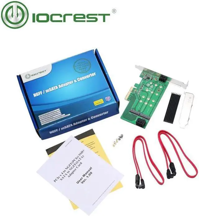 Alt view image 4 of 4 - IOCREST PCIe x 4 to NGFF(PCIe) NVMe SSD+SATA to 2 x NGFF(SATA)adapter card