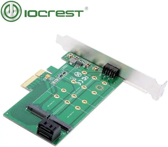 Alt view image 3 of 4 - IOCREST PCIe x 4 to NGFF(PCIe) NVMe SSD+SATA to 2 x NGFF(SATA)adapter card