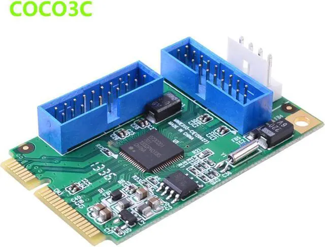 Alt view image 2 of 4 - Amify Mini PCIe to 4 USB 3.0 Ports Card mini PCI express to Dual 19Pin 20 Pin header 19P USB female header to 2 USB3.0 spiltter cable