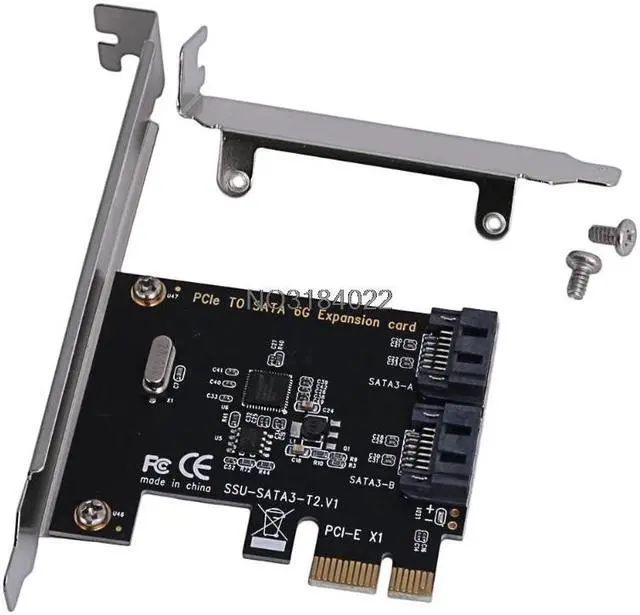 Alt view image 3 of 6 - PCIe PCI Express to SATA3.0 2-Port SATA III 6G Controller Expansion Card Adapter
