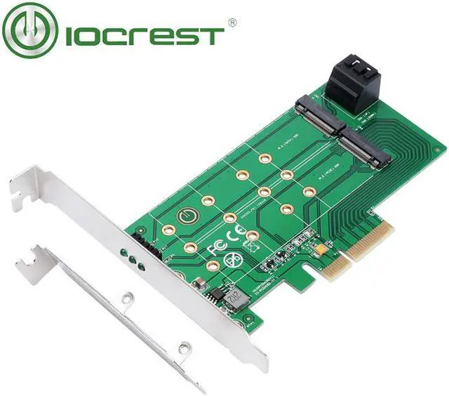 Main image of IOCREST PCIe x 4 to NGFF(PCIe) NVMe SSD+SATA to 2 x NGFF(SATA)adapter card