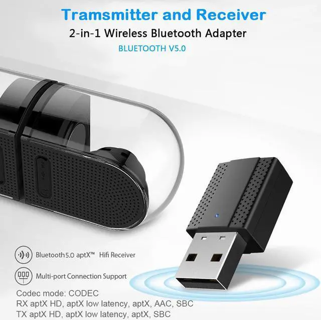Alt view image 2 of 6 - 1 pcs USB Bluetooth Transmitter Receiver 2 in 1 Wireless Audio Adapter Bluetooth 5.0 High Speed Wi Fi Ethernet Wireless
