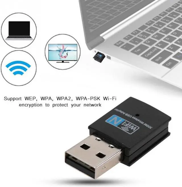 Alt view image 2 of 6 - 1 pcs Mini USB LAN Network Card Wifi Adapter USB2.0 WiFi Receiver 300Mbps