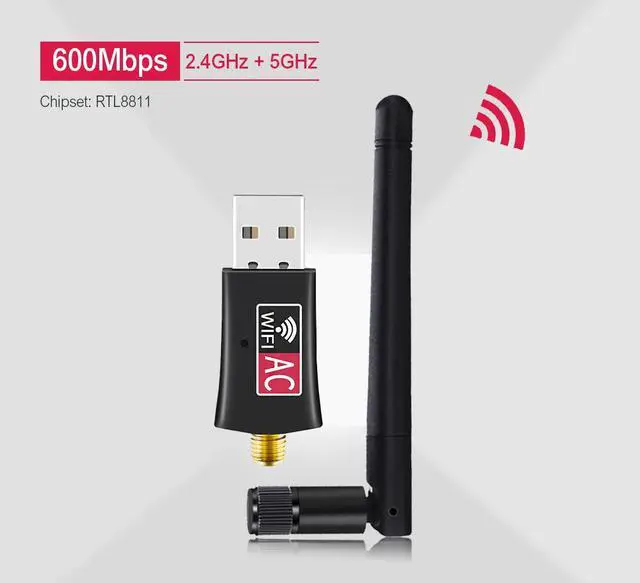 Alt view image 5 of 6 - 1 pcs Wireless USB wifi Adapter AC600 Dual Band 600Mbps 2.4GHz 5GHz WiFi with Antenna PC Computer Network Card Receiver 802.11b/n/g/ac