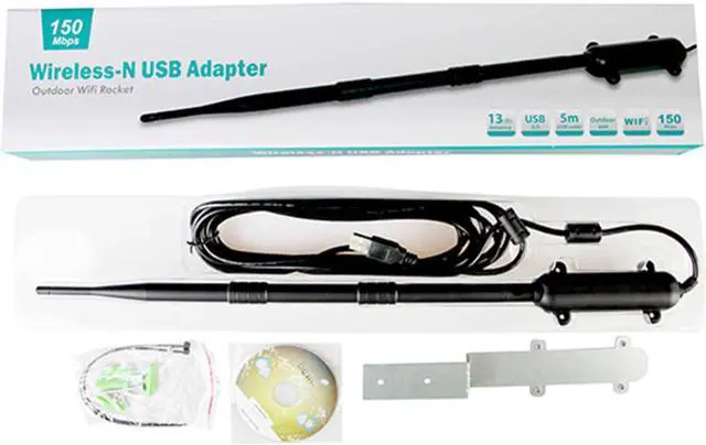 Alt view image 6 of 6 - 1 pcs High Power 1000M Outdoor WiFi USB Adapter WiFi Antenna 802.11b/g/n Signal Amplifier USB 2.0 Wireless Network Card Receiver