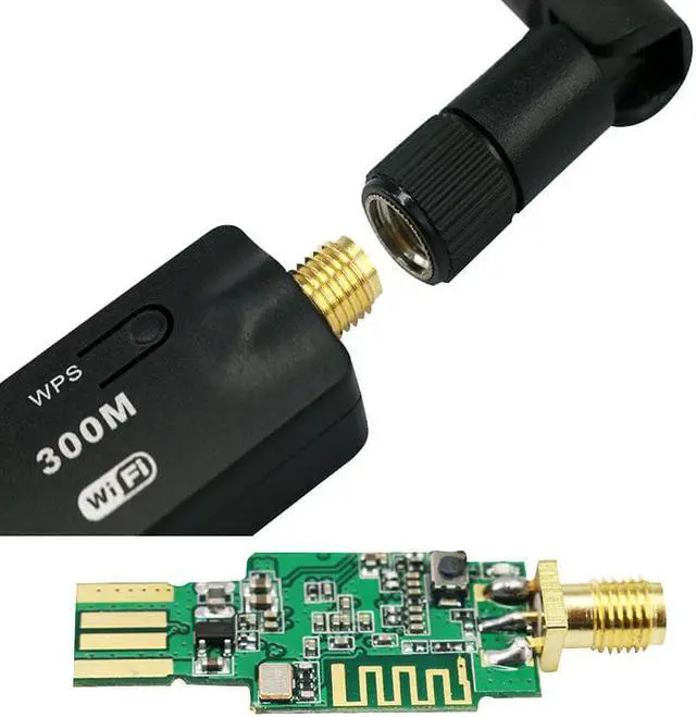 Alt view image 4 of 6 - 1 pcs 300Mbps 300M USB Mini WiFi Wireless Adapter + Antenna Wireless Router Signal receiver Network LAN Card With WPS Function Button