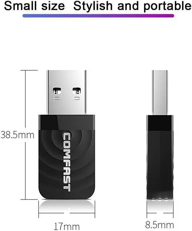 Alt view image 5 of 5 - 1 pcs Usb Wifi Adapter WIFI Usb Ethernet Adapter USB Wifi Dongle Card Receiver 2.4GHz 400Mbps+5.8GHz 867Mbps Gigabit for Mac Dual Band 2.4G/5G Internet