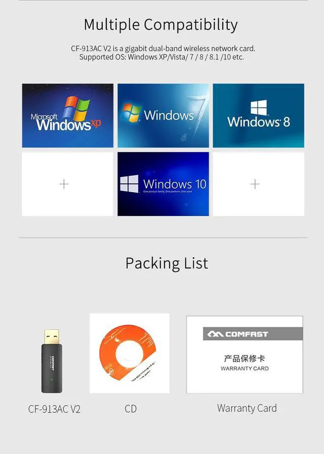 Alt view image 6 of 6 - 1 pcs 1200Mbps WiFi USB Network Adapter USB 3.0 Gigabit Router Wireless USB Network Card AC Dual Band 2.4G/5.0GHz CF 913AC V2