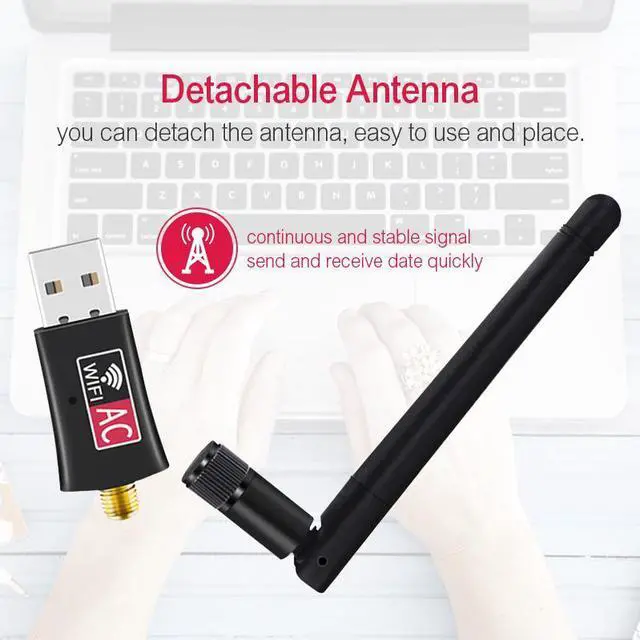 Alt view image 3 of 6 - 1 pcs Wireless USB wifi Adapter AC600 Dual Band 600Mbps 2.4GHz 5GHz WiFi with Antenna PC Computer Network Card Receiver 802.11b/n/g/ac