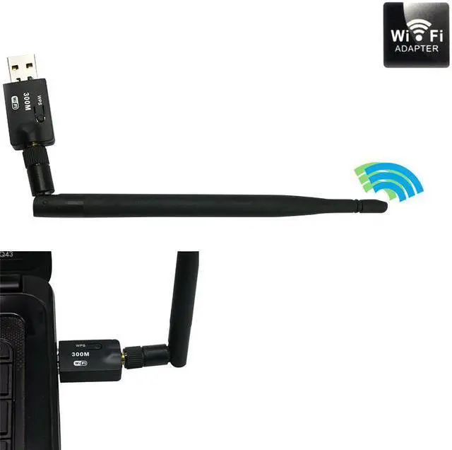 Main image of 1 pcs 300Mbps 300M USB Mini WiFi Wireless Adapter + Antenna Wireless Router Signal receiver Network LAN Card With WPS Function Button