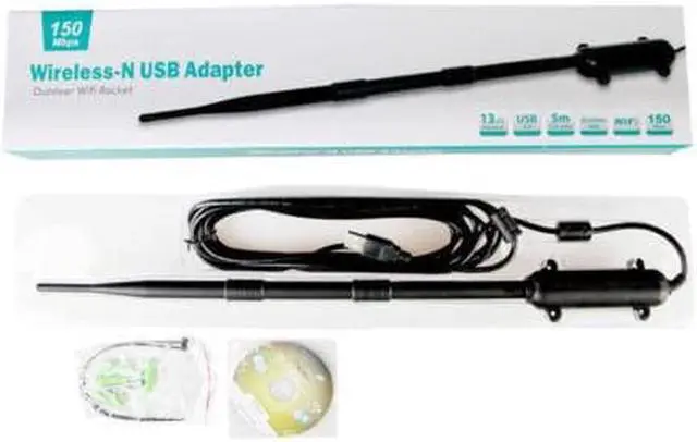 Alt view image 2 of 3 - 1 pcs 1km Outdoor Wireless USB Adapter 150Mbps High Power WiFi Antenna Signal Receiver