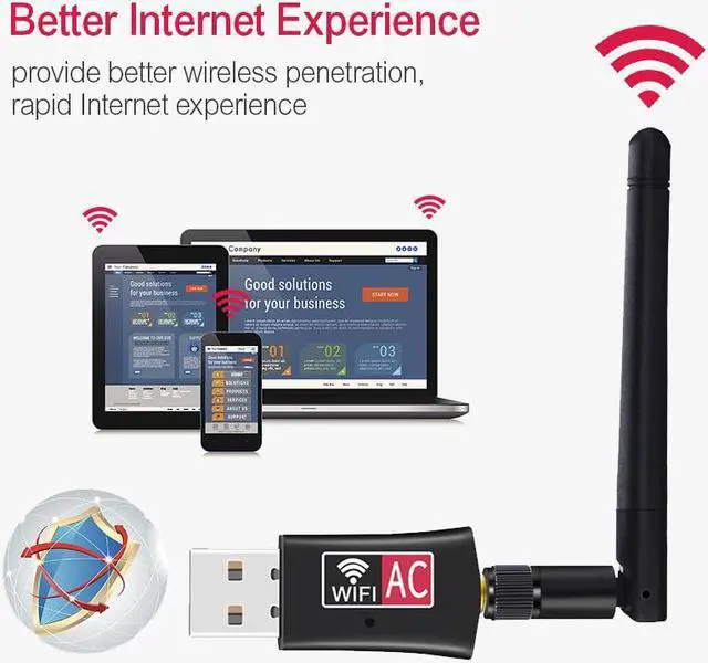 Alt view image 2 of 6 - 1 pcs Wireless USB wifi Adapter AC600 Dual Band 600Mbps 2.4GHz 5GHz WiFi with Antenna PC Computer Network Card Receiver 802.11b/n/g/ac
