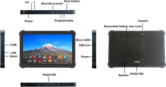 Alt view image 5 of 6 - Sincoole 10 inch android 11 rugged tablet PC with 6G ram 128G rom CPU: MT6771 4Glte WIFI BT GPS IP65 industrial tablet PC waterproof dusty proof and dropping proof PDA with 2D barcode reader