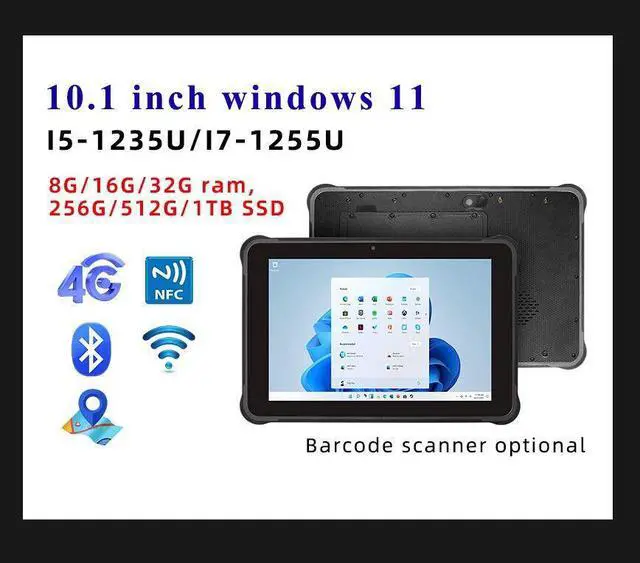Main image of Sincoole Technology 12th CPU I7-1255U 10.1inch windows 11pro rugged tablet PC 16GB Ram 512GB SSD rom 1920*1200 resolution  450nits RJ45  RS232 USB2.0 USB3.0 WIFI BT GPS NFC industrial PDA IP54
