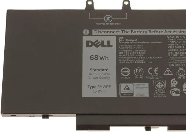 Alt view image 4 of 7 - Dell 3HWPP Laptop Battery - 4 Cells - 68Wh - 15.2 Volts - Lithium-ion