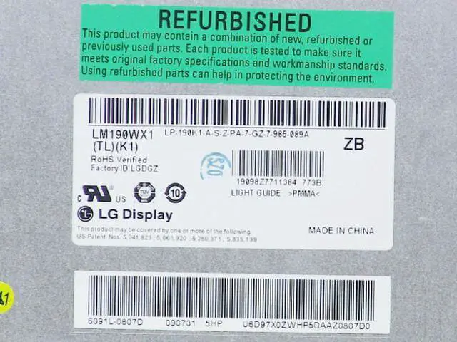 Alt view image 6 of 6 - Dell Inspiron One 19 Vostro 320 19" LM190WX1 WXGA+ LED LCD Screen Assembly Display M138M 0M138M