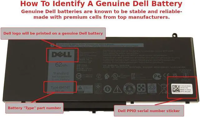 Alt view image 19 of 20 - Dell Latitude E5470 E5570 Precision 3510 4-cell 62Wh OEM Original Battery 6MT4T