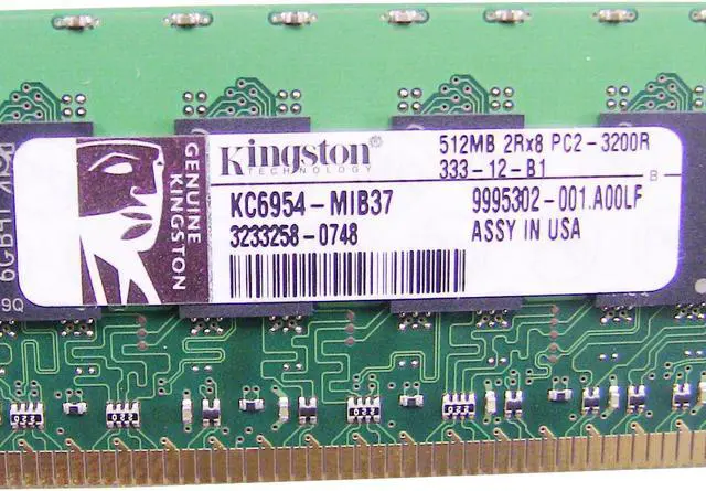 Alt view image 2 of 2 - Dell OEM DDR2 400Mhz 512MB PC2-3200R ECC RAM Memory Stick KC6954-MIB37