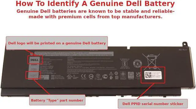 Alt view image 6 of 6 - Dell PKWVM Replacement Battery For Select Dell Precision Models - 6-cell - 95 Wh - 11.4 V - Lithium-ion