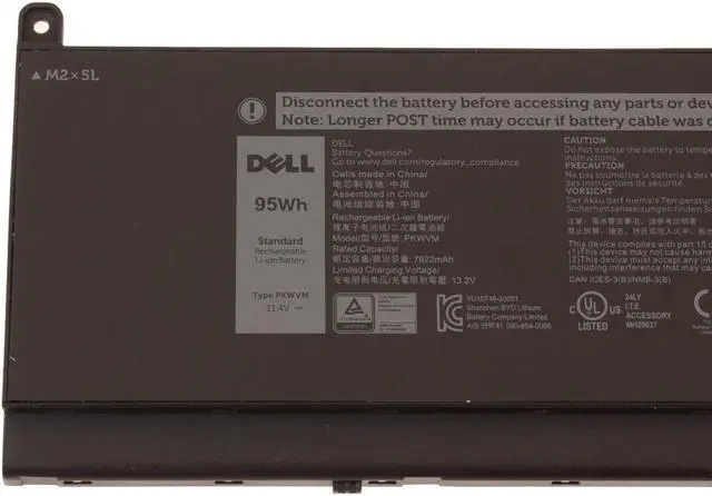 Alt view image 3 of 6 - Dell PKWVM Replacement Battery For Select Dell Precision Models - 6-cell - 95 Wh - 11.4 V - Lithium-ion