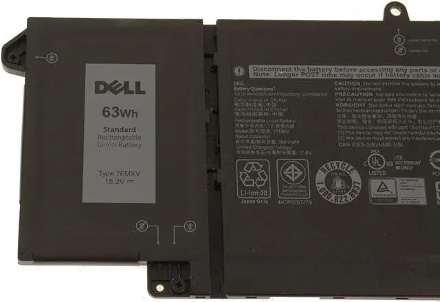 Alt view image 3 of 6 - Dell 7FMXV Replacement Battery For Select Latitude Models - 4-cells - Lithium-ion - 63 Wh - 15.2 Volts