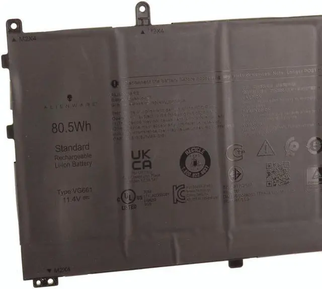 Alt view image 3 of 7 - Dell VG661 Replacement Battery For Alienware X14 Series - 6-Cell - 80.5 Wh - 11.4 Volts - Lithium-Ion