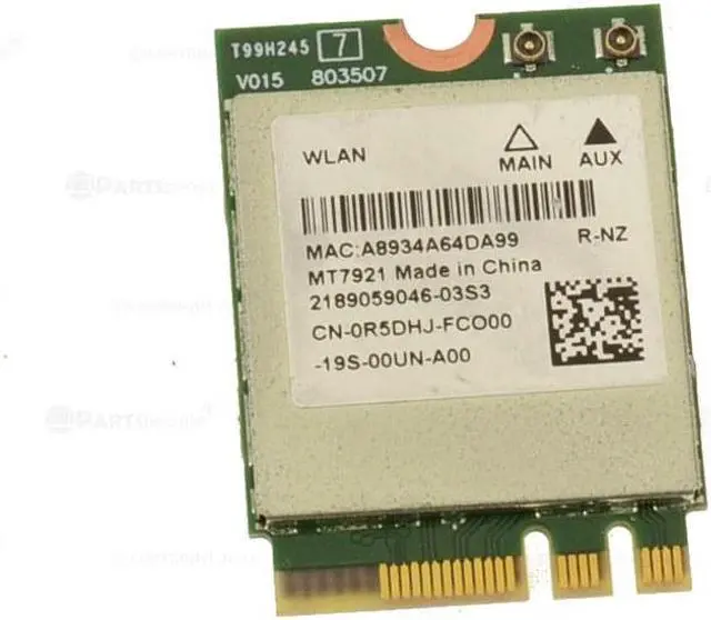 Main image of Mediatek MT7921 Wireless Dual Band WLAN WiFi 802.11ax Wireless Card R5DHJ