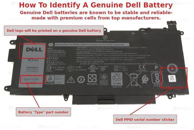 Alt view image 5 of 5 - New Dell OEM Latitude 7390 7389 5289 2-in-1 3-Cell 45Wh Laptop Battery 71TG4