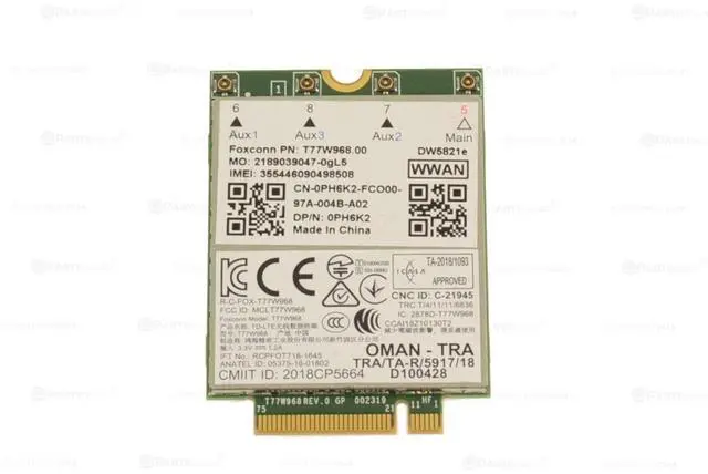 Main image of Dell OEM Wireless 5821E DW5821e M.2 Mobile Broadband 4G LTE WWAN Card PH6K2