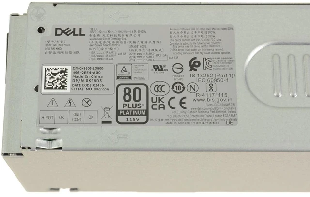 Alt view image 4 of 5 - Dell OEM Optiplex 7020 SFF Small Form Factor 300 Watt Power Supply K96D5