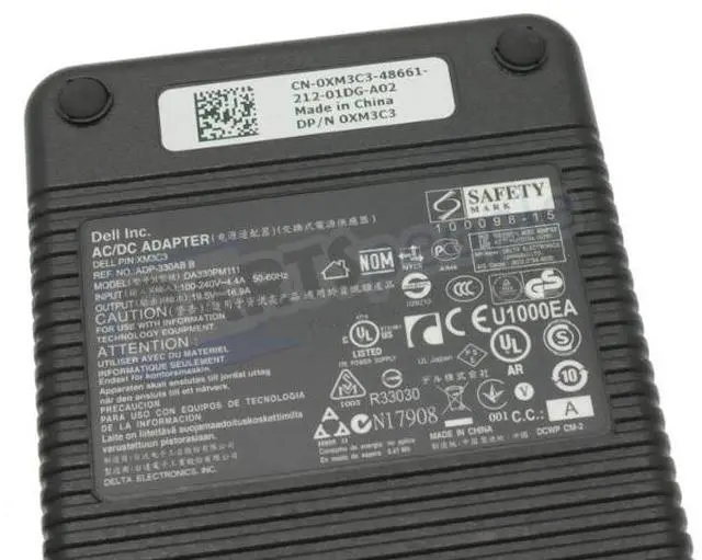 Alt view image 8 of 8 - 330 Watt Ac Adapter Charger w/ Power Cord for Dell Alienware M18x M18x R2 Laptops - Replaces XM3C3 DA330PM111