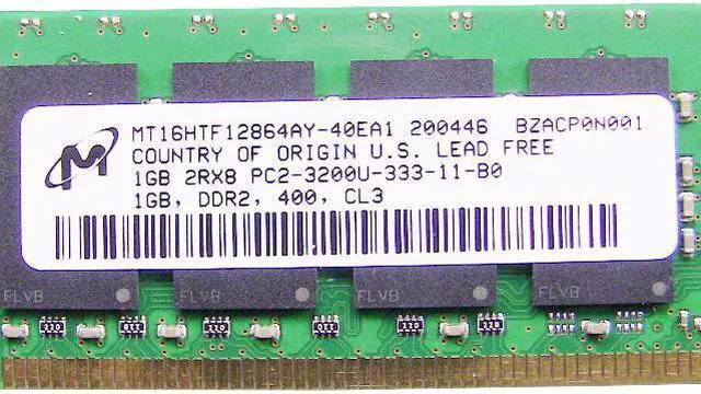 Alt view image 2 of 3 - Dell OEM DDR2 400Mhz 1GB PC2-3200U Non-ECC RAM Memory Stick MT16HTF12864AY-40EA1
