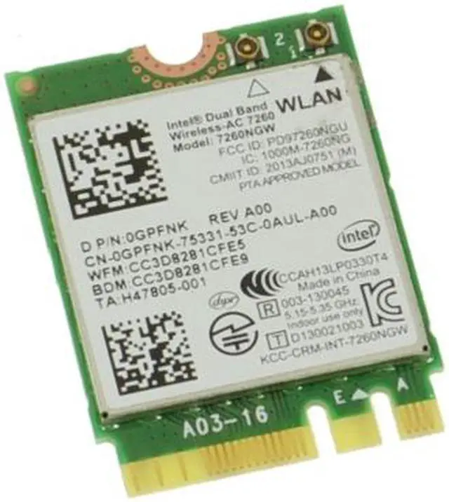 Alt view image 3 of 6 - Dell Chromebook 11 (3120) Laptop Wireless WLAN Card GPFNK 7260NGW