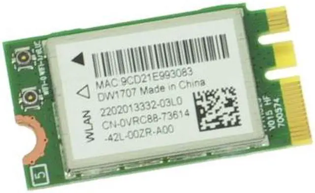 Alt view image 2 of 7 - Dell OEM Wireless DW1707 WLAN WiFi 802.11 b/g/n  Bluetooth 4.0 NGFF Card VRC88