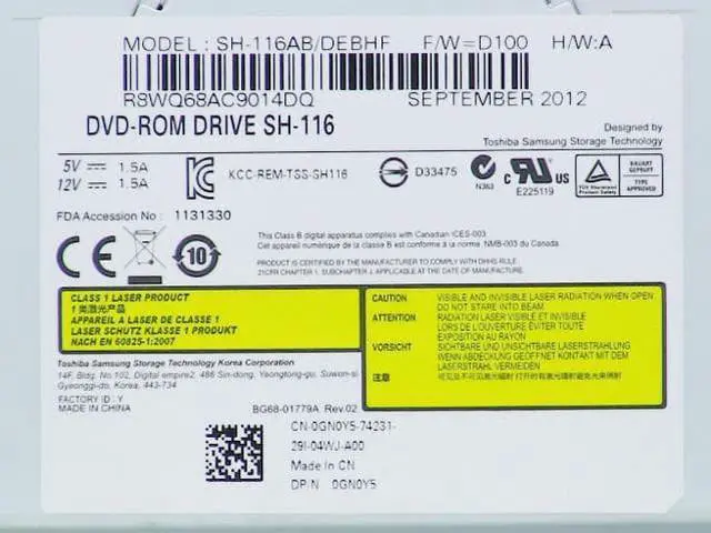 Alt view image 5 of 6 - Dell OEM Desktop SATA DVD Optical Drive GN0Y5