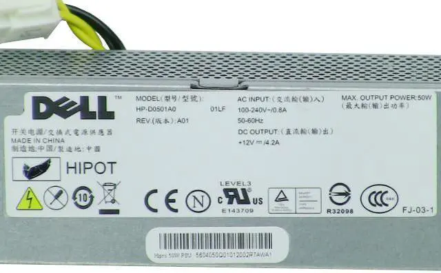 Alt view image 2 of 7 - Dell G151G Dell 50 Watt Power Supply For Optiplex 160