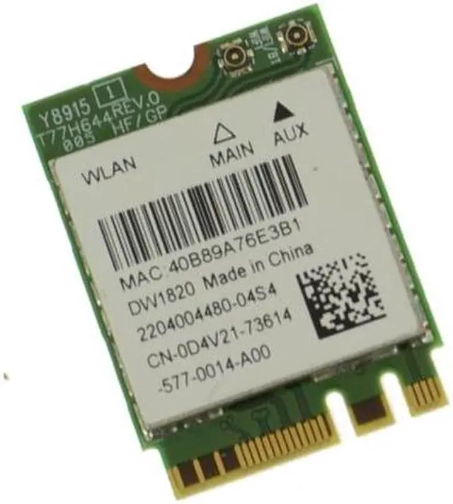 Alt view image 2 of 5 - Dell OEM Wireless 1820 DW1820 WLAN WiFi 802.11AC Bluetooth Wireless Card D4V21