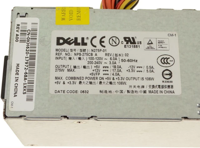 Alt view image 4 of 7 - Dell KH620 ATX12V Power Supply
