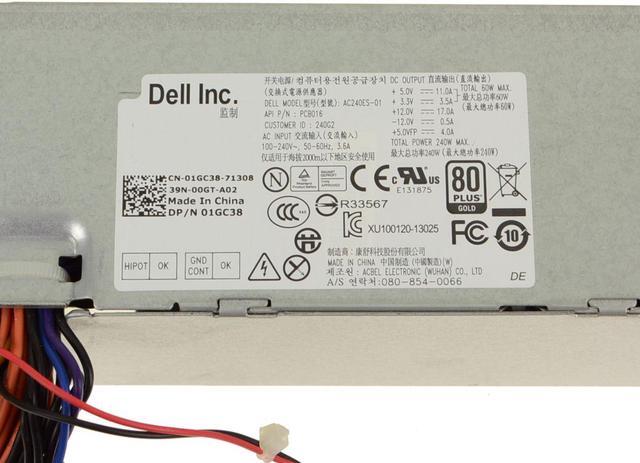 Alt view image 7 of 11 - Dell 1Gc38 Dell 240 Watt Power Supply For Optiplex 790 990 Sff