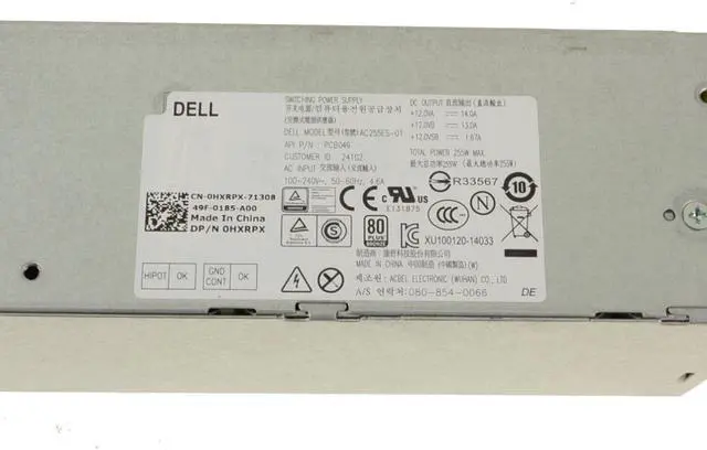 Alt view image 10 of 12 - Dell Hxrpx Dell 255 Watt Power Supply For Optiplex 7020 3020 Sff
