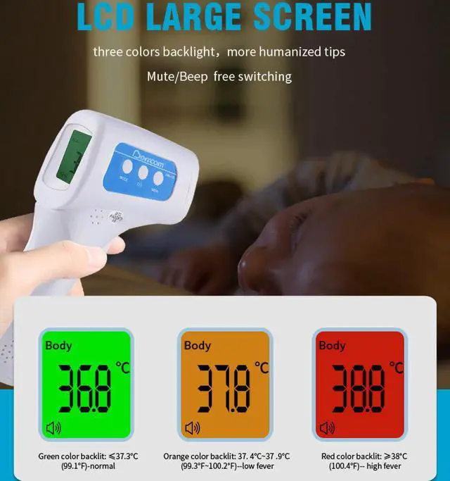 Alt view image 8 of 10 - Infrared Thermometer Forehead Non-contact for Body & Ear Temperature Measurement - Fast Reading LCD Display & Memory Function