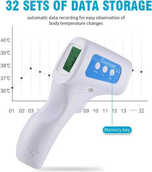 Alt view image 6 of 10 - Infrared Thermometer Forehead Non-contact for Body & Ear Temperature Measurement - Fast Reading LCD Display & Memory Function