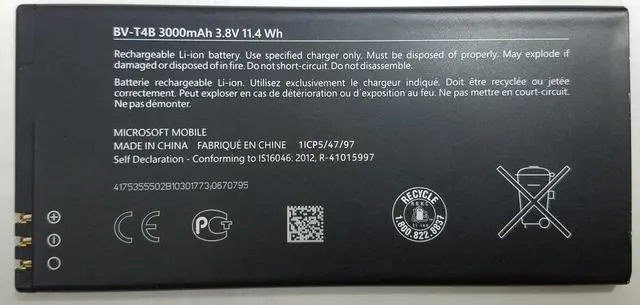 Alt view image 2 of 2 - Microsoft Lumia 640 XL LTE Smartphone Battery OEM BV-T4B 3000mAh 3.8V 11.4 Wh