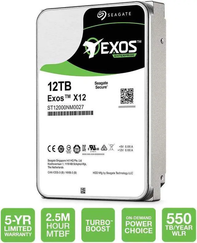 Alt view image 2 of 6 - Seagate Exos 12TB Internal Hard Drive Enterprise HDD – 3.5 Inch 6Gb/s 7200 RPM 128MB Cache for Enterprise, Data Center – Frustration Free Packaging (ST12000NM0007)