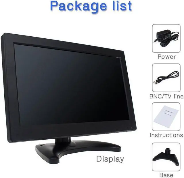 Alt view image 4 of 11 - eyoyo 12" inch tft lcd monitor with av hdmi bnc vga input 1366x768 portable mini hd color screen display with builtin speaker for pc cctv home security