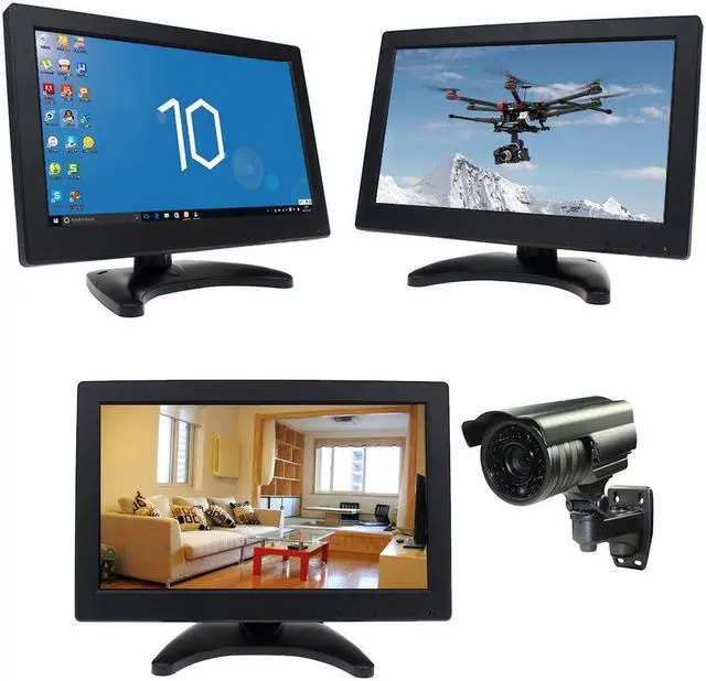 Alt view image 9 of 11 - eyoyo 12" inch tft lcd monitor with av hdmi bnc vga input 1366x768 portable mini hd color screen display with builtin speaker for pc cctv home security