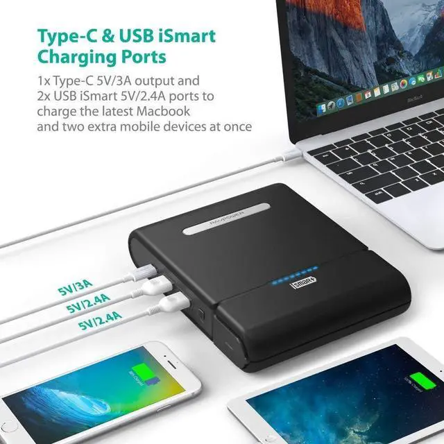 Alt view image 15 of 16 - RAVPower Xtreme 23000mAh 3-Port Portable External Battery Charger with (9V/12V/16V/19V/20V Multi-Voltage 4.5A Max output) for Notebooks, Digital Cameras, iPhone, iPad and any other USB-Charged devices