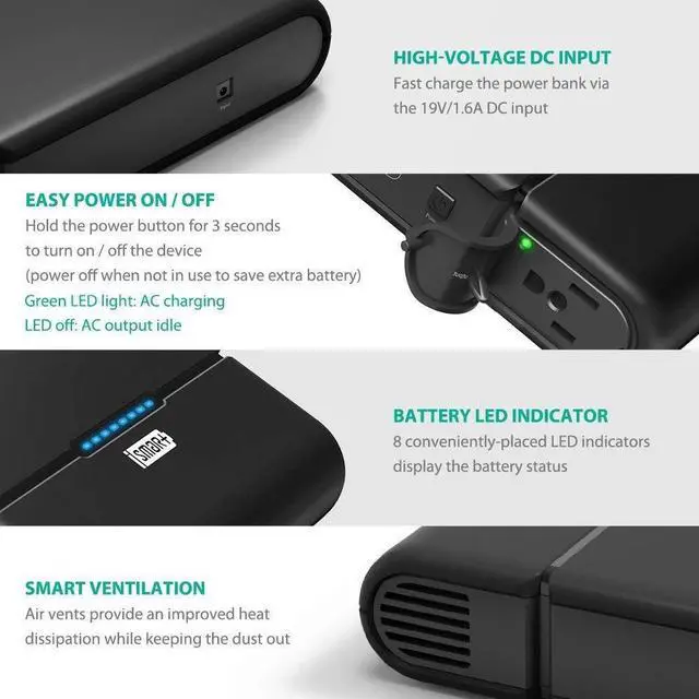 Alt view image 13 of 16 - RAVPower Xtreme 23000mAh 3-Port Portable External Battery Charger with (9V/12V/16V/19V/20V Multi-Voltage 4.5A Max output) for Notebooks, Digital Cameras, iPhone, iPad and any other USB-Charged devices