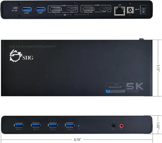 Alt view image 4 of 20 - SIIG JU-DK0411-S1 Video Dock With Usb 3.0 4K Displayport Hdmi Usb-C
