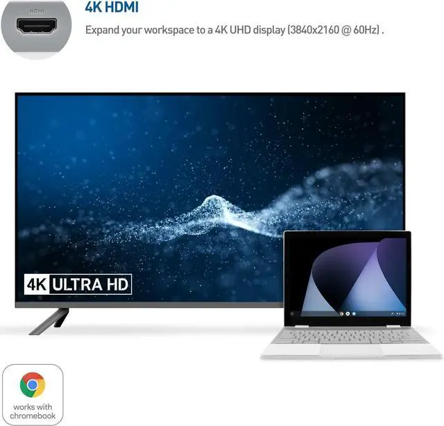 Alt view image 6 of 9 - Cable Matters USB C Hub Multiport Adapter (Works With Chromebook certified) with 4K HDMI, 2x USB 2.0, 480Mbps Ethernet, and 60W PD